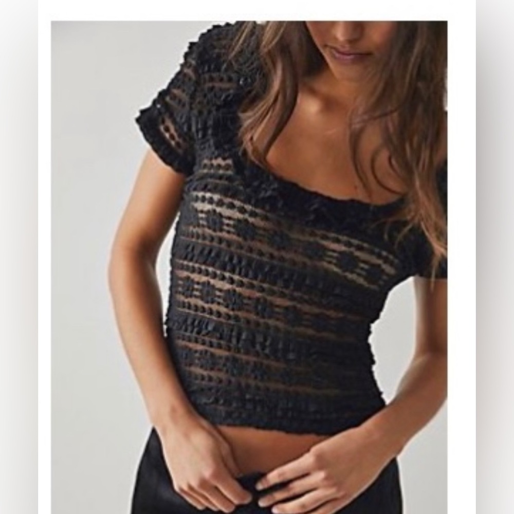 NWOT Free People We The Free black Lace top.